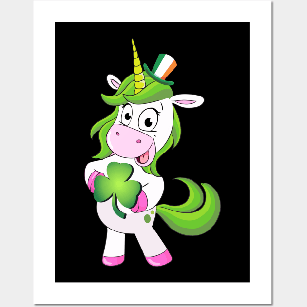 St Patricks Day Girls Dabbing Unicorn Leprechaun Lepricorn Wall Art by Pannolinno